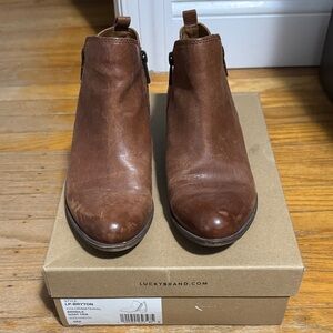 Lucky Brand Chestnut Leather Bryton Booties Size 8